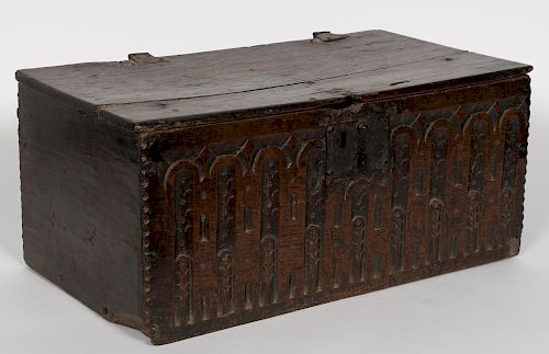 English James I Period Carved Walnut Bible Box