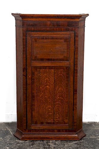 Early 20th C. English Oak Hanging Corner Cabinet