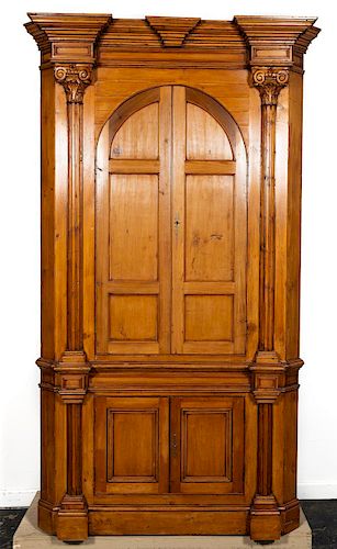 English Georgian Style Waxed Pine Corner Cabinet