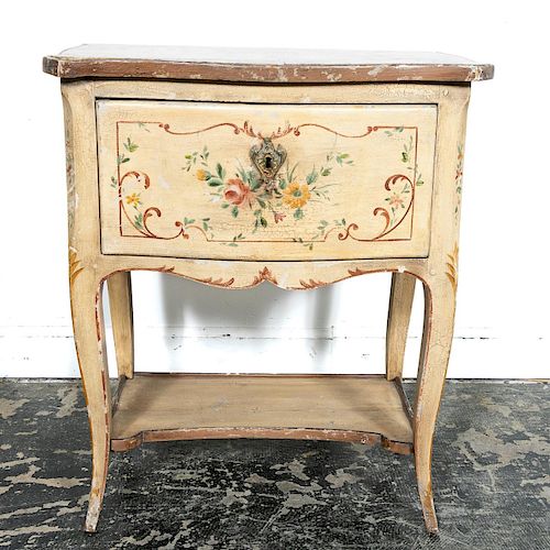 20th C. Continental Faux Marble Polychrome Table