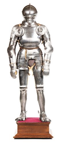 FINE AND RARE WELL-MOUNTED COMPOSITE MAXIMILIAN SUIT OF ARMOR.