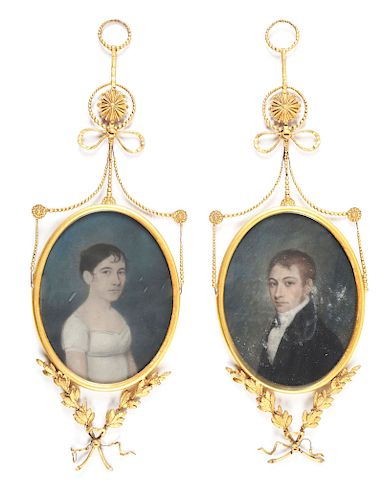 SMALL PAIR OF PASTEL PORTRAITS OF A MAN AND WOMAN. PROBABLY ENGLISH. CIRCA 1790.