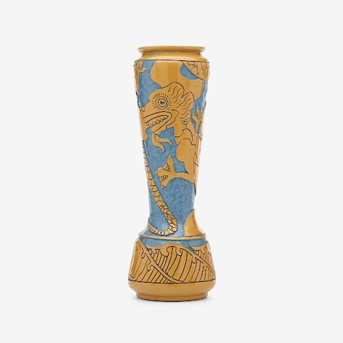 Frederick Hurten Rhead for Roseville Pottery, Della Robbia dragon vase