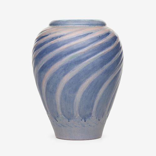 Sadie Irvine for Newcomb College Pottery, vase with swirling organic design