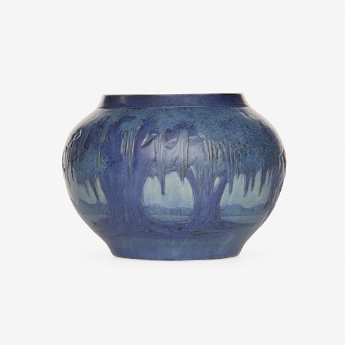 Anna Frances Simpson for Newcomb College Pottery, large vase with live oaks and Spanish moss