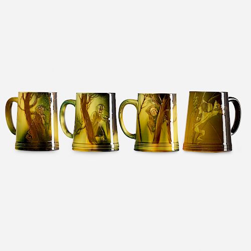 Grace Young and Kataro Shirayamadani for Rookwood Pottery, Standard Glaze mugs, set of four