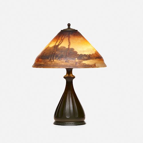 Pairpoint, table lamp with European countryside scene
