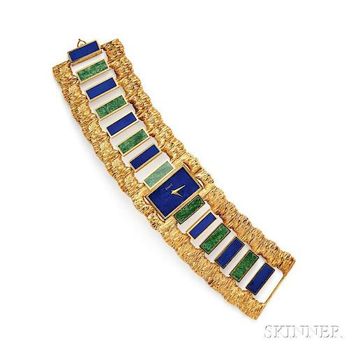 18kt Gold and Hardstone Cuff Watch, Piaget