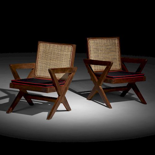 Pierre Jeanneret, Cross Easy armchairs from Chandigarh, pair