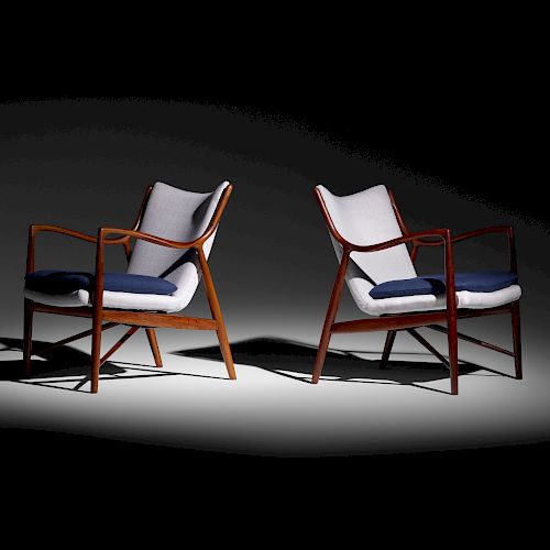 Finn Juhl, lounge chairs model NV-45, pair