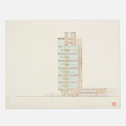 Frank Lloyd Wright, Southern Elevation drawing for Price Tower, Bartlesville, Oklahoma