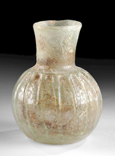 Roman Glass Flask, Ribbed Detailing