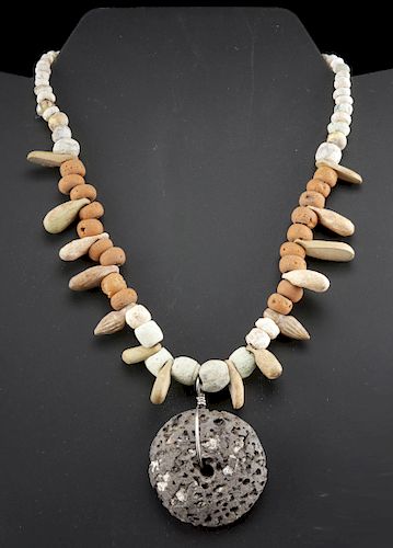 Necklace - Sumerian Faience + Roman Bone & Glass Bead