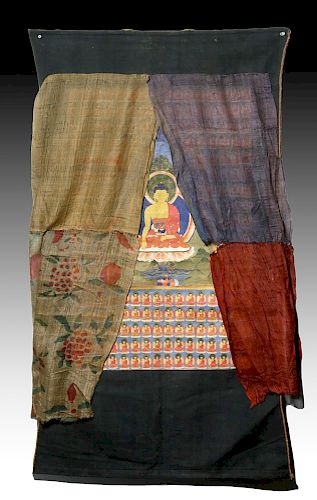 19th C. Tibetan Thangka -Shakyamuni & Series of Buddhas