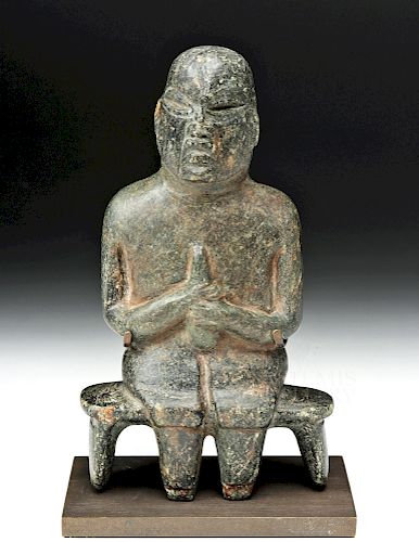 Olmec Stone Seated Figure, Examined by Joralemon