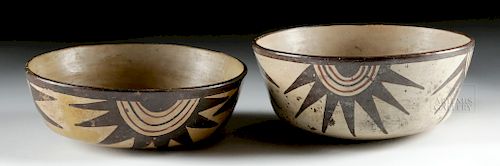 Nazca Cream-Slipped Pottery Bowls (Matched Pair)