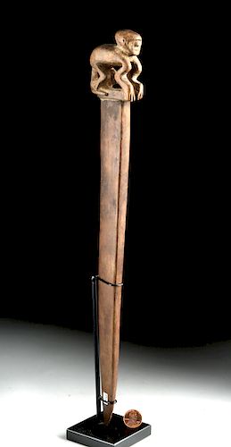 Nazca Wooden Textile Loom Stick w/ Monkey