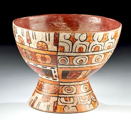 Beautiful Mixtec Polychrome Pedestal Bowl