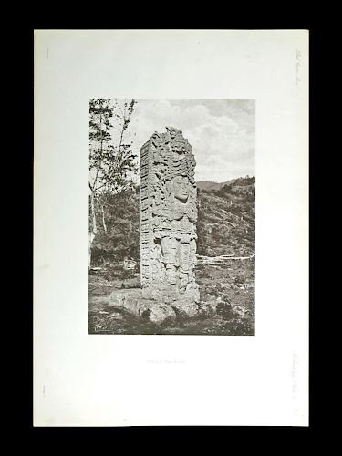 Rare Alfred Maudslay 1890 Photogravure Maya Stela "A"