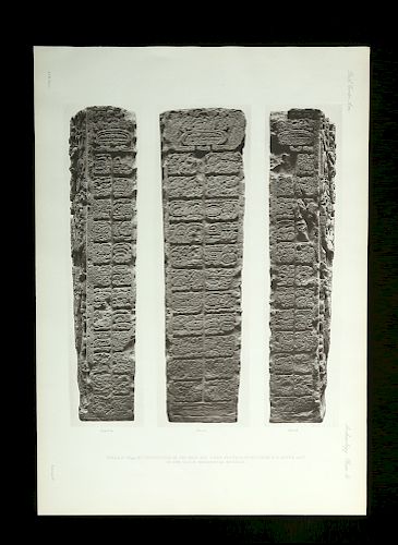 19th C. Alfred Maudslay B&W Maya Ruins Photogravure