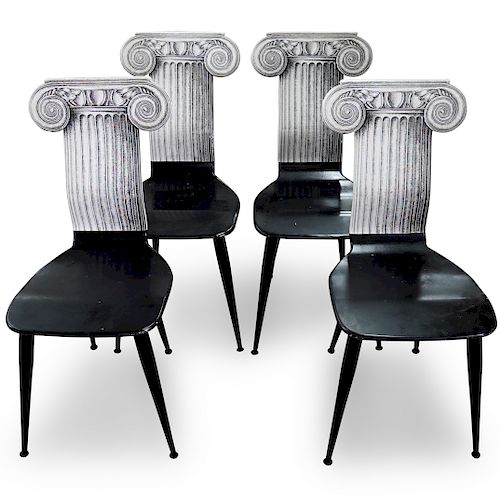 (4 Pc) Fornasetti 'Capitello Ionico' Chairs