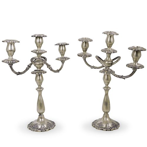 Pair of Fisher Sterling Silver 3 Light Candelabra