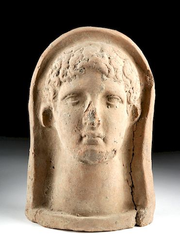 Etruscan Terracotta Head of Youth High Relief
