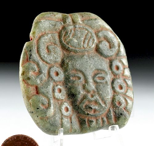 Maya Carved Green Stone Pendant / Maskette