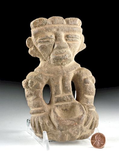 Teotihuacan Stone Seated Figure Holding a Bowl