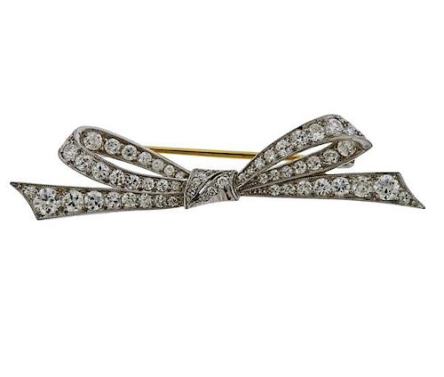 Tiffany &amp; Co Platinum Diamond Bow Brooch Pin