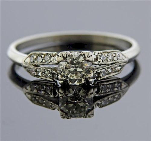 Art Deco  Platinum Diamond Engagement Ring 