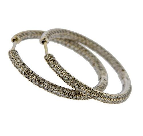 18k Gold Inside Out Diamond Hoop Earrings 