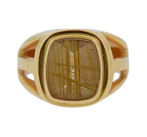 14k Gold Rutilated Quartz Ring 