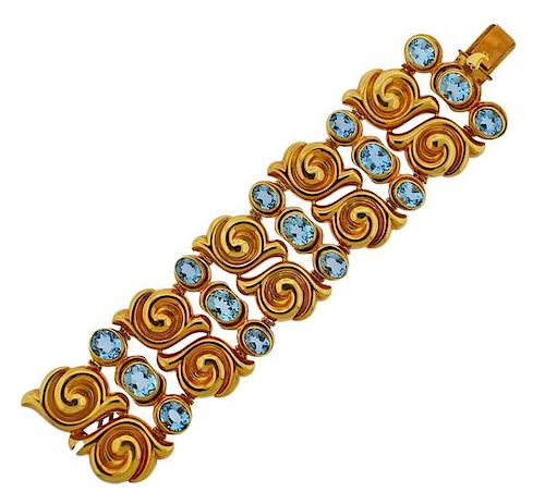 Vasari 18k Gold Blue Topaz Bracelet 
