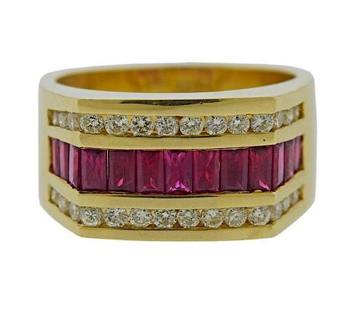 14k Gold Diamond Ruby Ring 