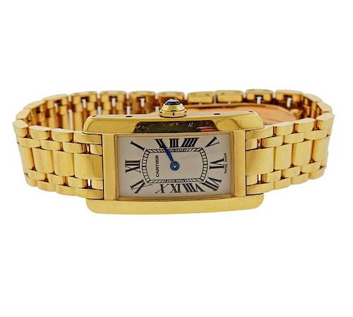 Cartier Tank Americaine 18k Gold Watch 2482