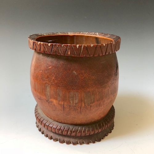CHINESE ANTIQUE BAMBOO CARVING BRUSHPOT