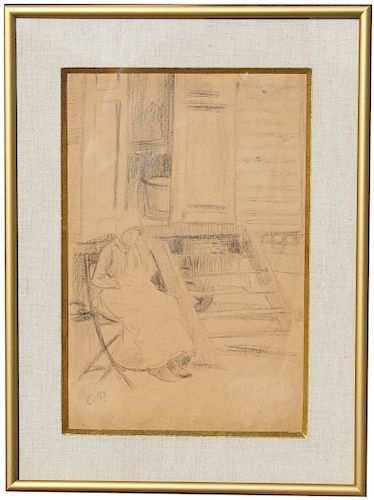 Camille Pissarro  (1830 - 1903) Brown Crayon