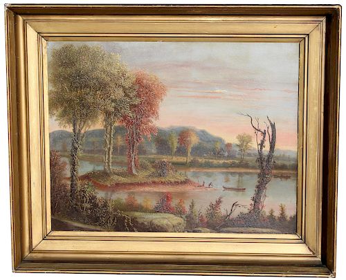 19th C. Hudson River School Painting w/ Figures