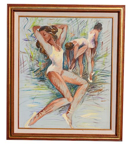 20th C. Painting of Ballet Dancers, Signed.