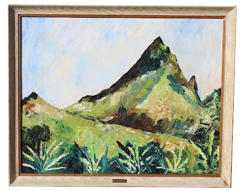 1968 "Olomana" Hawaii Landscape Painting. Signed
