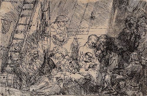 Rembrandt Harmensz van Rijn (Dutch, 1606-1669)  The Circumcision in the Stable