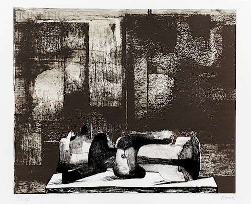 Henry Moore (British, 1898-1986)  Reclining Figure Architectural Background IV