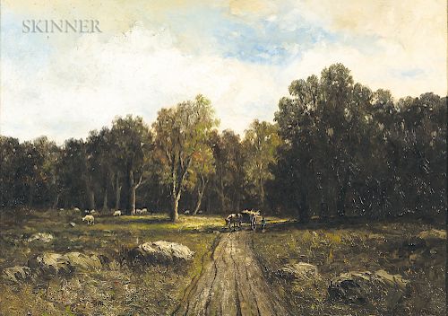 Wesley Elbridge Webber (American, 1841-1914)  Country Road with Horse Cart