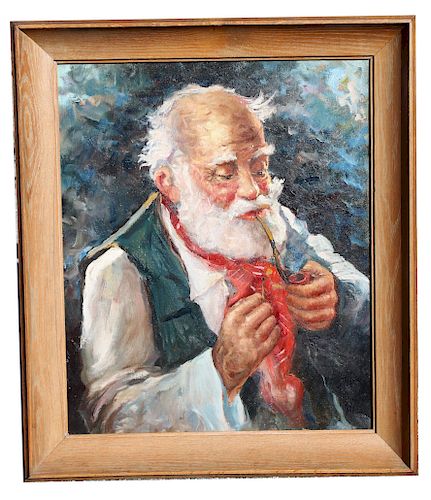 Man w/ Pipe Oil on Canvas