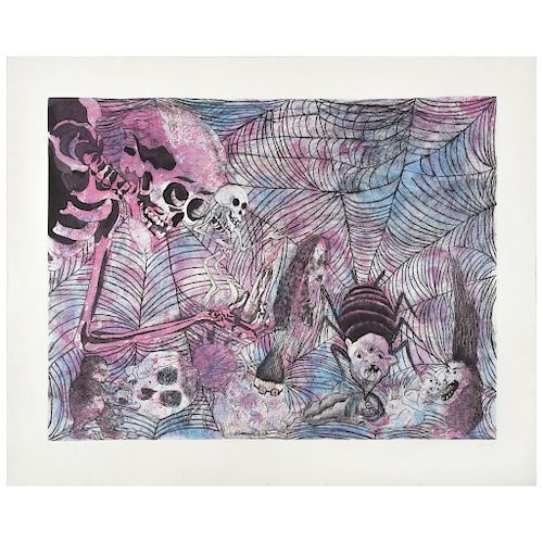 SERGIO HERNÁNDEZ,Sin título (“Untitled”), Signed Etching and aquatint engraving P / I35, 35.4 x 46.8” (90 x 119 cm)