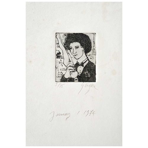 LEONEL GÓNGORA, Sin título (“Untitled”), Signed and dated January, 1974, Engraving 5 / 35, 2.5 x 2.3” (6.5 x 6 cm)
