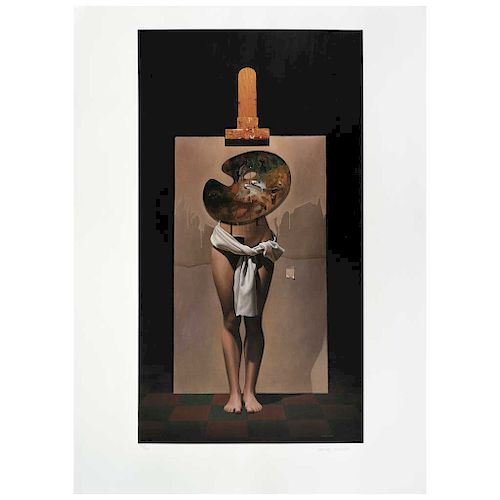 SANTIAGO CARBONELL, Estudio del pintor (“Painter’s Study”), Signed Offset Screenprint 37 / 250, 20.8 x 11.4” (53 x 29 cm)