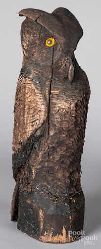 Carved hardwood owl