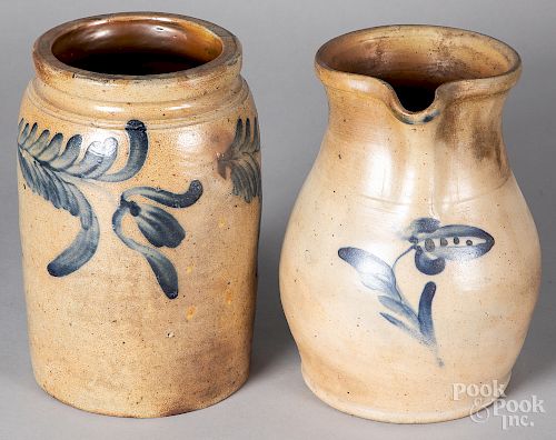Stoneware pitcher and crock